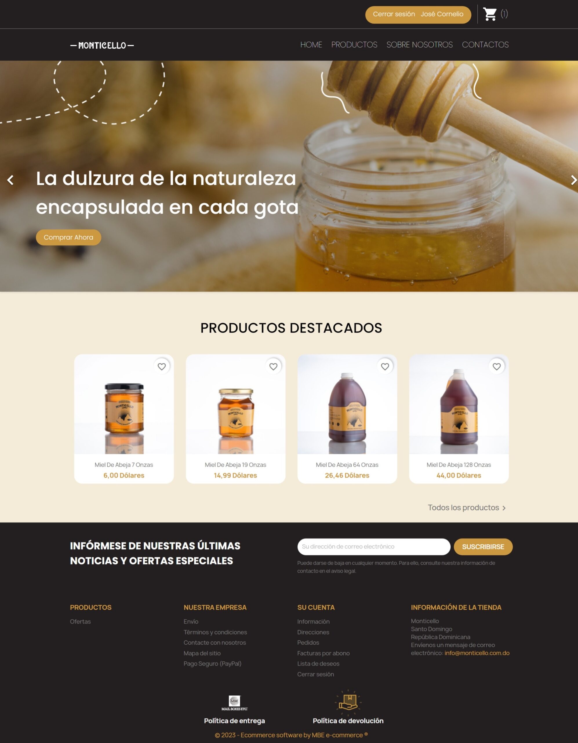 Monticello prestashop website